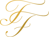 a gold gradient logo of T and F